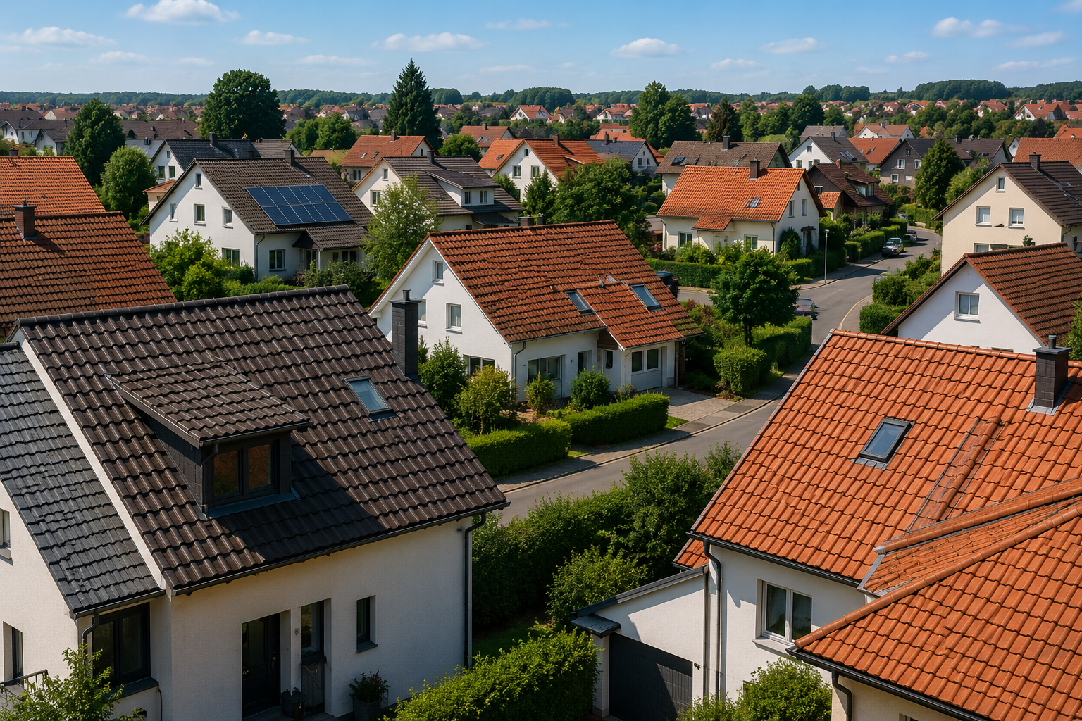 Anklam Wohngebiet mit typischen Ziegeldächern – ideal für Dachreinigung und Imprägnierung